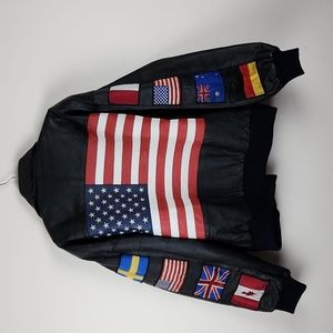 Wilsons Vintage Leather jacket with Flags.